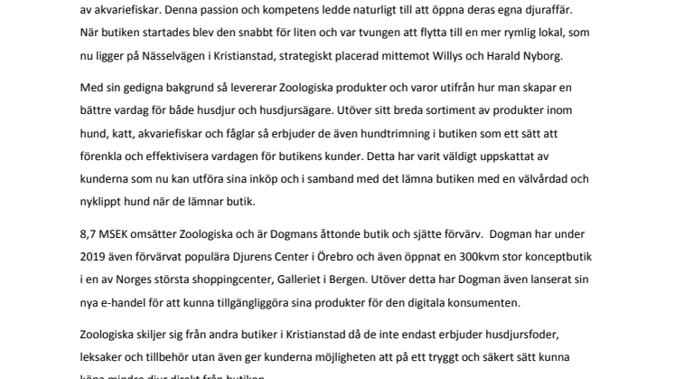 Dogman förvärvar Zoologiska i Kristianstad