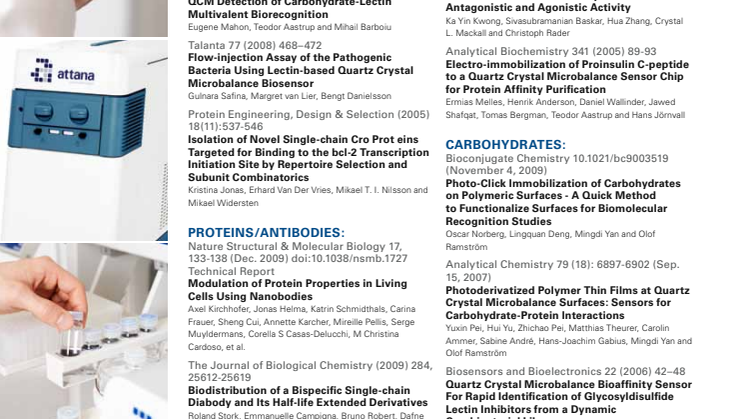 Scientific publications pertaining to the Attana systems