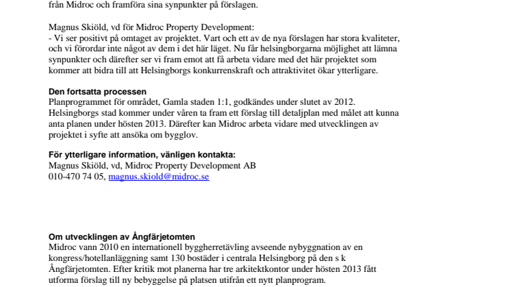 Arkitekter visar förslag på Ångfärjetomten i Helsingborg