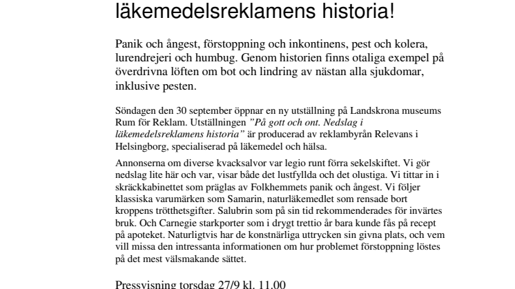 På gott och ont – ny utställning om läkemedelsreklamens historia!