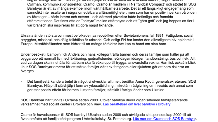 Cramo’s stöd förändrar livet för övergivna barn i Ukraina 