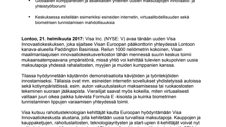 Visa avaa uuden innovaatiokeskuksen Lontooseen – yhtiön kehittäjäalusta nyt myös eurooppalaisten asiakkaiden ulottuvilla