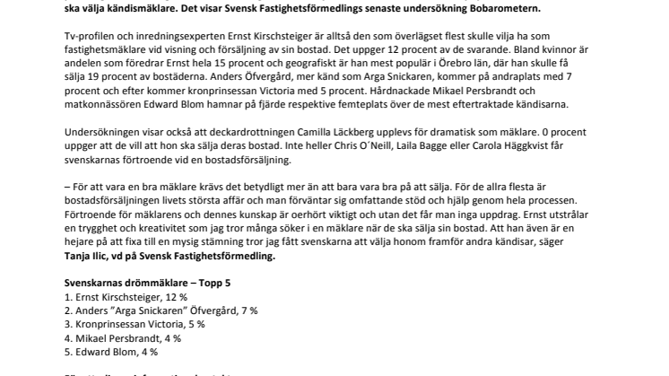 Ernst är svenskarnas drömmäklare