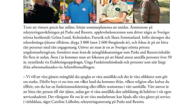 Nu söker Parks and Resorts 3 000 medarbetare