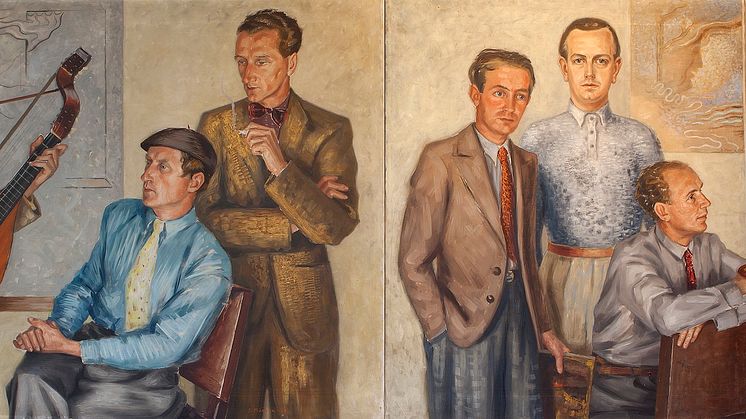 Halmstadgruppens verk är nu digitalt tillgängliga. Gruppen porträtterad av Stellan Mörner 1936.  