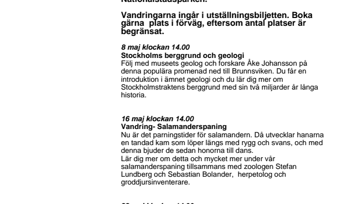 Vårens vandringar och ny utställning! Det händer på Naturhistoriska riksmuseet i maj. 