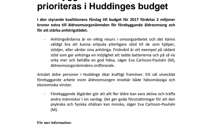 Förebyggande insatser prioriteras i Huddinges budget