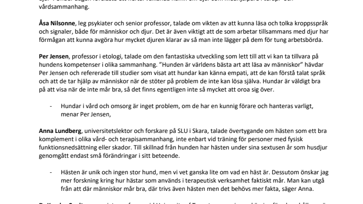 Djur inom vård, skola och omsorg  