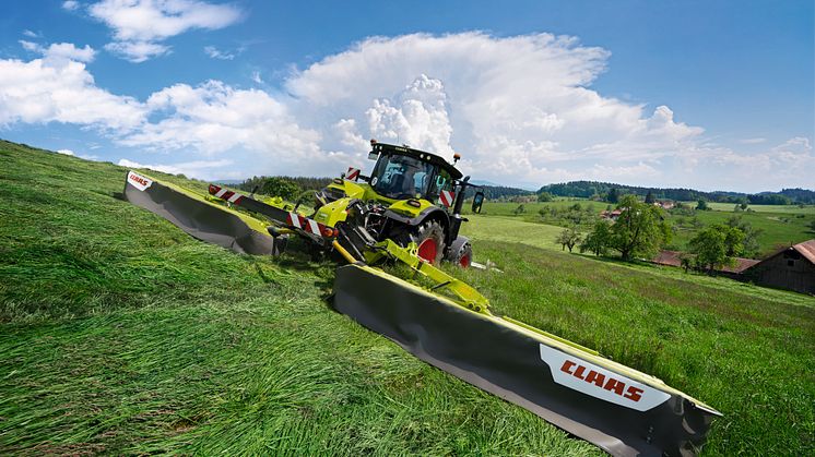CLAAS DISCO 1010 har en arbeidsbredde inntil 9,90 meter, og er markedets bredeste trepunktsmonterte slåmaskin uten teleskopbommer.