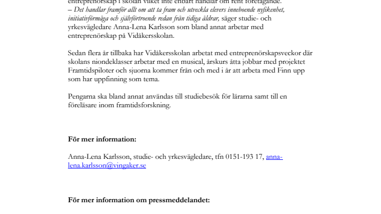 Vidåkersskolan fick en halv miljon av Skolverket genom Matematiksatsningen 2010