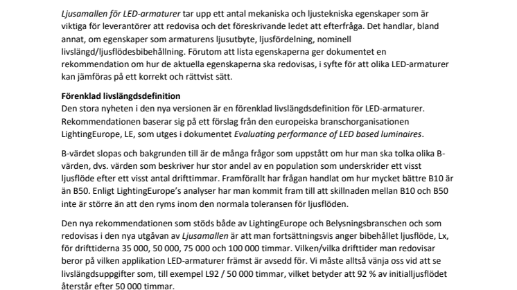 Uppdaterad checklista för en rättvis jämförelse av LED-armaturer