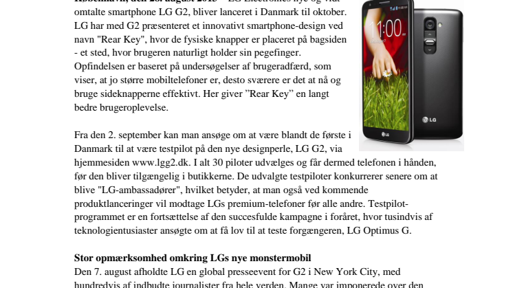 SUCCESEN FORTSÆTTER: LG SØGER TESTPILOTER TIL DEN NYE MONSTERMOBIL LG G2