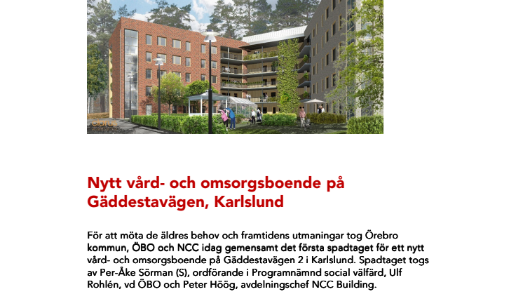 Nytt vård- och omsorgsboende på Gäddestavägen, Karlslund