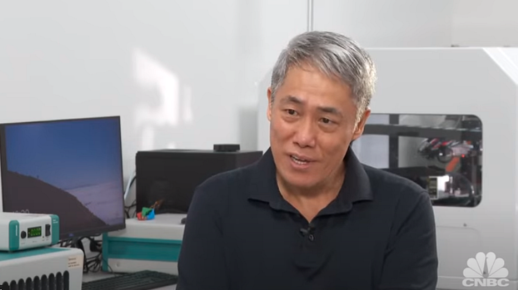 Shi Xu's hand gestures help reinforce the key message in the interview
