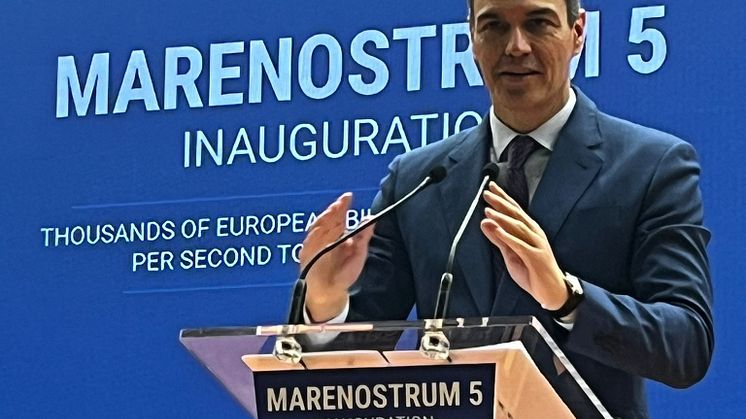 Spains Prime Minister Pedro Sanchez at the inauguration ceremony of MareNostrum 5. 