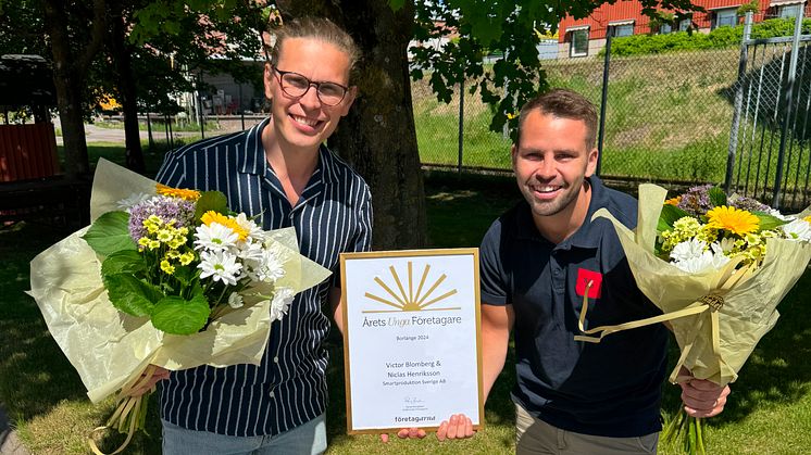 Victor och Niclas från Smartproduktion vann årets unga företagare i Borlänge