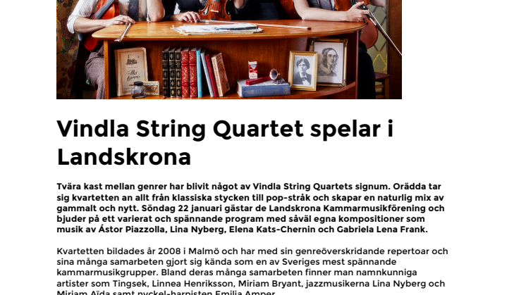 Vindla String Quartet spelar i Landskrona
