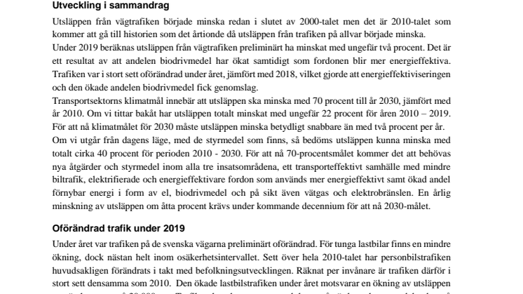 PM Vägtrafkens utsläpp, Trafikverket 200224 
