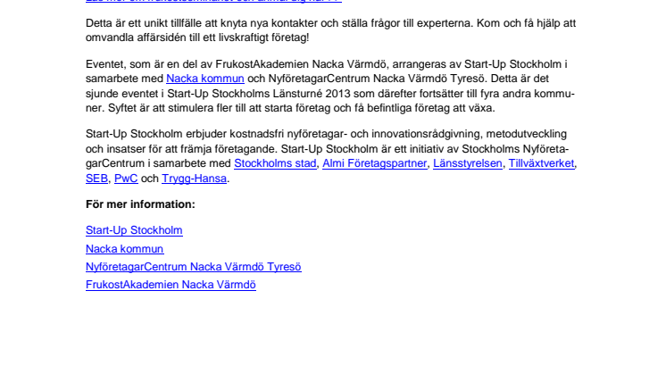 Start-Up Stockholm kommer till Gustavsberg den 13 juni