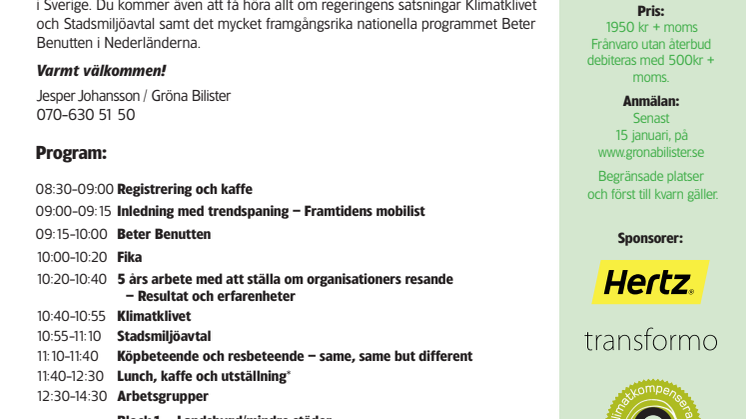 Inbjudan till konferens och utställning "Mobilitet och Beteende 2016"