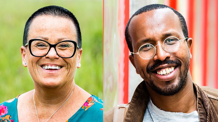 Sjuksköterskan Gunilla Lööf kämpar för barns rätt till bra förberedelser inför möten med sjukvården och konstnären Salad Hilowle arbetar för att människor med afrikanskt ursprung ska bli en självklar del av svensk kulturhistoria. Foto: Thor Balkhed