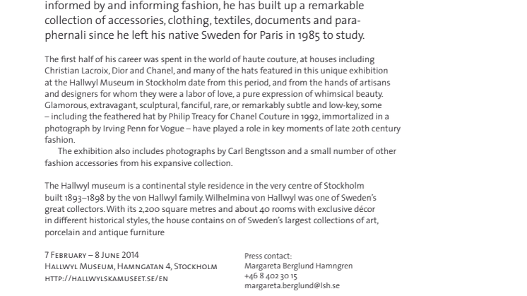 Hatten av!  Hattar ur designern Lars Nilssons samling …