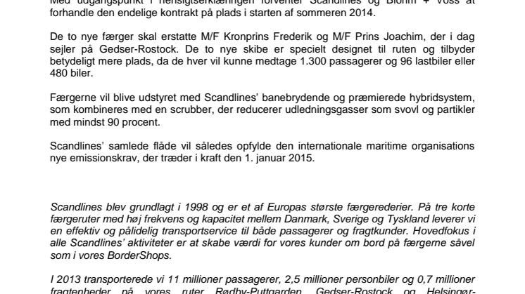Scandlines og Blohm + Voss underskriver hensigtserklæring