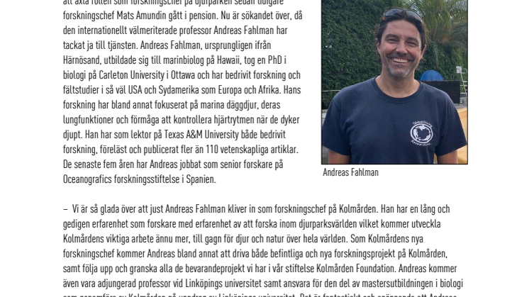 Professor Andreas Fahlman ny forskningschef på Kolmården.pdf