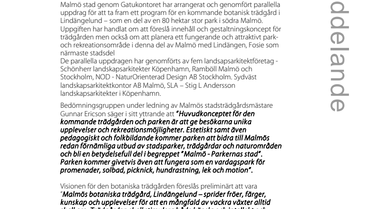 Planeringen av Malmös Botaniska trädgård har börjat