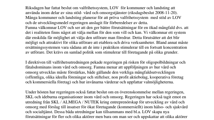 Riksdagsbeslut om valfrihetssystem
