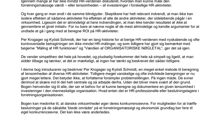 Beregning af ROI af HR-aktiviteter