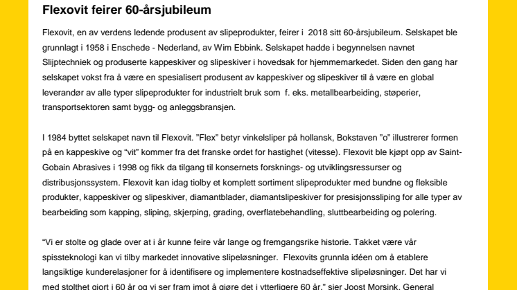 Flexovit feirer 60-års jubileum