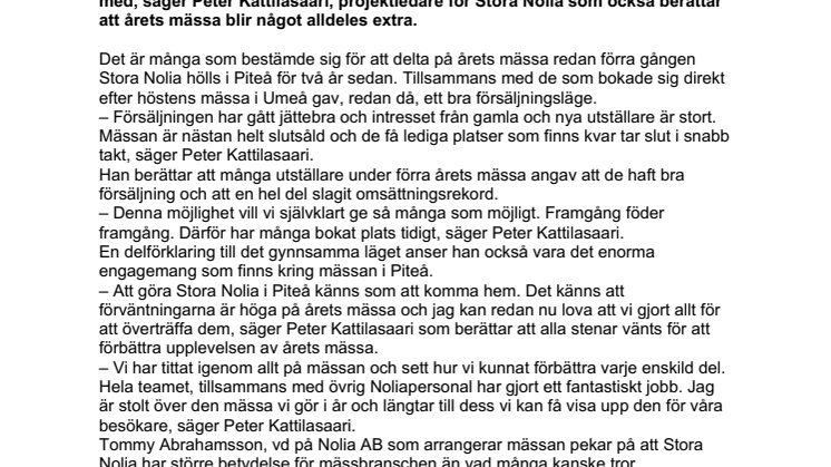 Nästan alla platser fyllda till årets Stora Nolia i Piteå