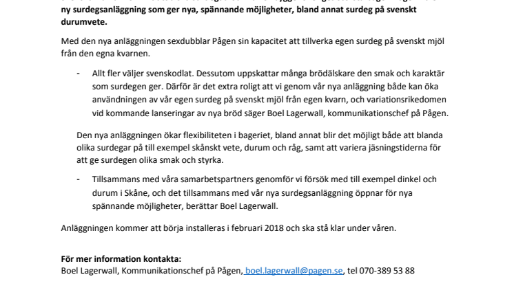 Pågen investerar i mer surdeg åt hela svenska folket 