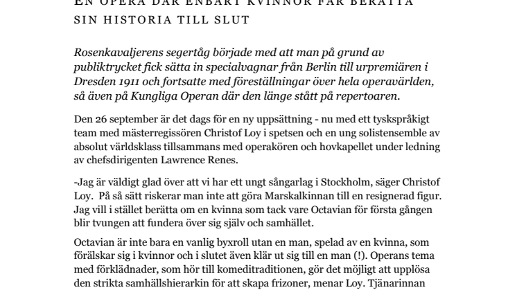 Rosenkavaljeren - en opera där enbart kvinnor får berätta sin historia till slut