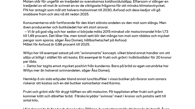 Axfood minskar matsvinnet