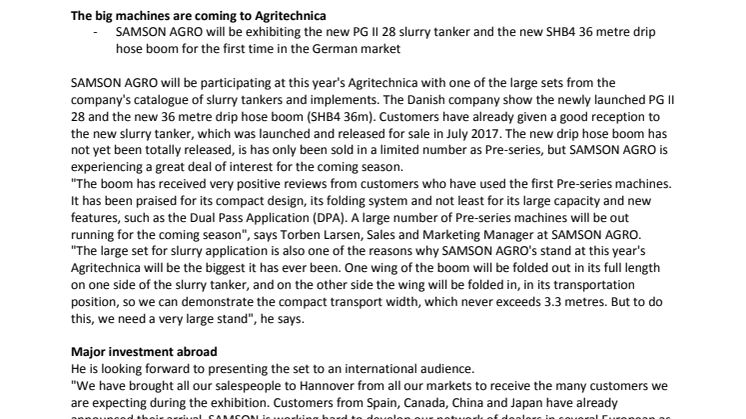 SAMSON: The big machines are coming to Agritechnica