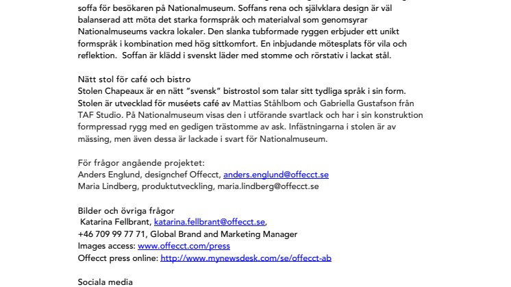 Unik stol och soffa från Offecct till Nationalmuseum