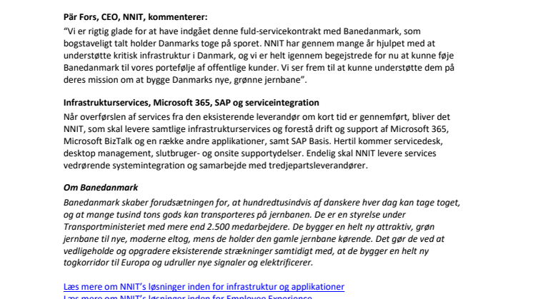 Banedanmark tildeler NNIT 5-års kontrakt 14-02-2022 (Danish translation)