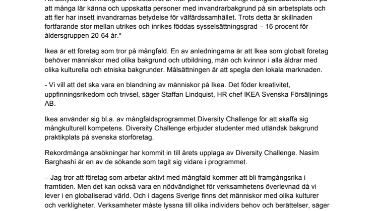 Ökad positiv inställning till mångfald i arbetslivet