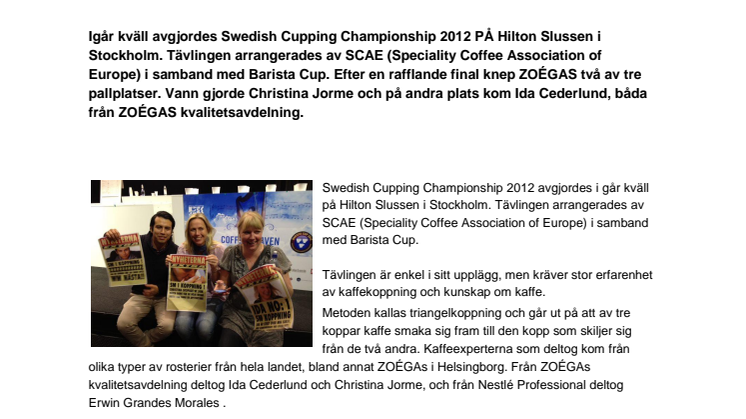 ZOÉGAs Christina Jorme vinnare av Swedish Cupping Championship 2012 