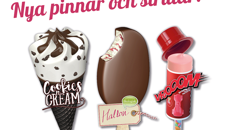 Kul glassnyheter från SIA Glass: Cookies & Cream, ekologisk Hallon och vrålgoda Vrooom! 