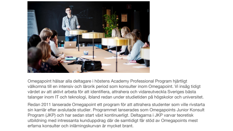 ​Omegapoint välkomnar deltagarna i höstens Academy Professional Program (APP)