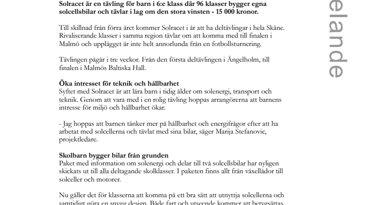 2000 skånska sjätteklassare bygger solcellsbilar