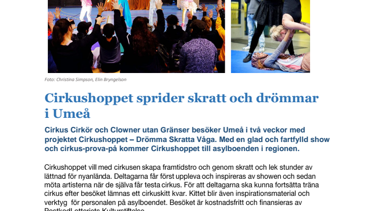 Cirkushoppet sprider skratt och drömmar i Umeå