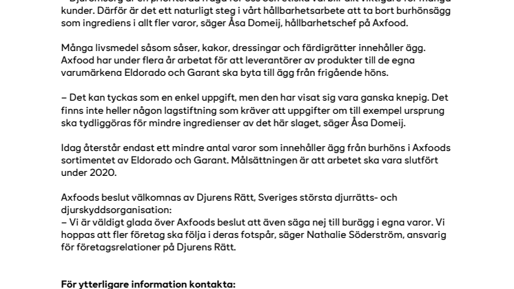 Axfood tar bort burhönsägg från egna varor
