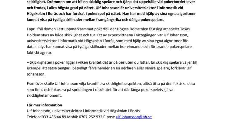 Forskning om pokerspelets hemligheter 