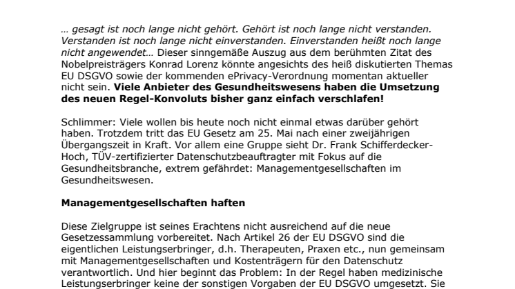 Datenschutz nervt?  Für Managementgesellschaften im Gesundheitswesen ist er überlebenswichtig 