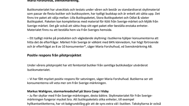 Nytt butiksmaterial visar vägen till Från Sverige-märkta varor