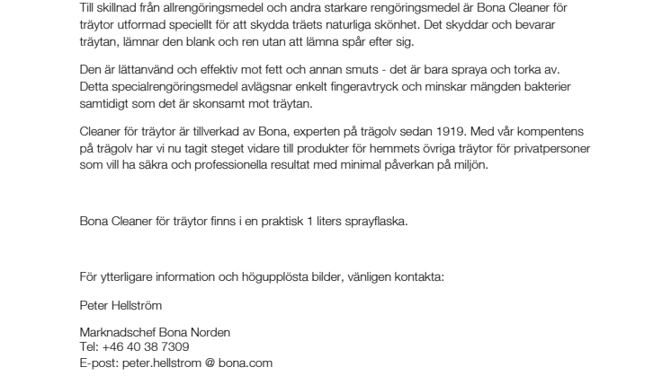 Bästa sättet att städa träytorna i köket - Bona Cleaner för träytor